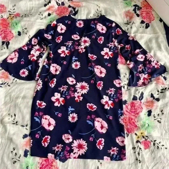 Mudpie Mila Pink and Navy Floral Print Sheath Dress Women’s Size Small‎ - Picture 1 of 9
